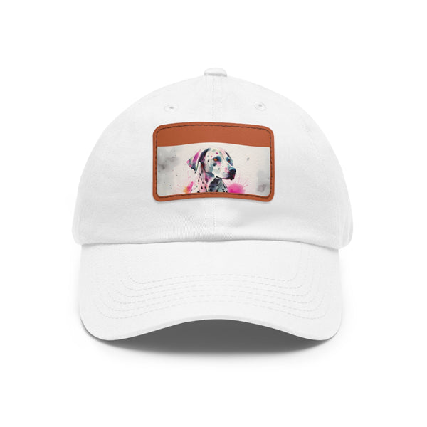 Dalmatian baseball cap with cute puppy design in white/light brown.