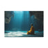 Monk Meditating in Underwater Cave — Canvas Wall Art — Living Room Wall Lifestyle View