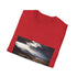 Charcoal cotton T-shirt with vibrant Icelandic landscape graphic and crew neck design