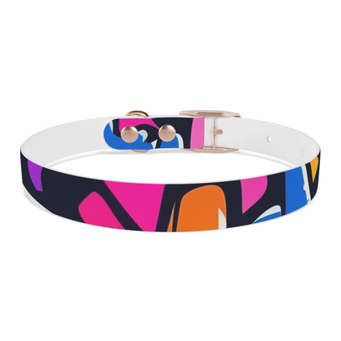 Neon graffiti dog collar in medium size and black Onyx.
