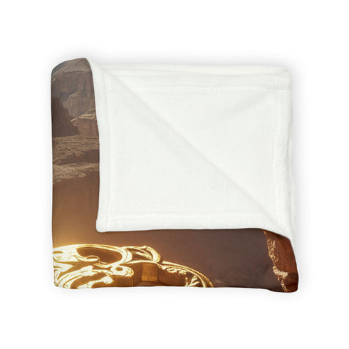 Mystic Key Floating over Canyon Altar Plush Fleece Throw Blanket
