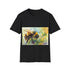 Charcoal cotton watercolor tee with vibrant bumblebee design in regular fit