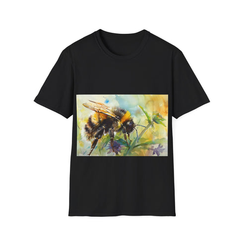 Bumblebee Watercolor Tee in Charcoal, size S, perfect for summer style.