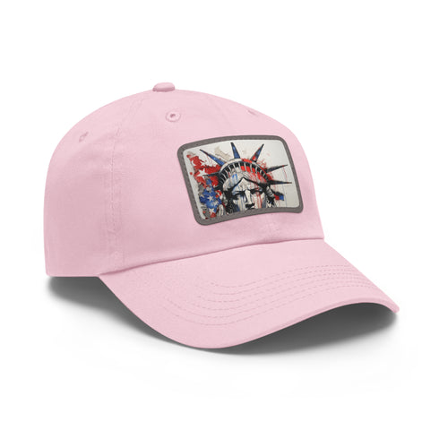 Patriotic American flag baseball cap with unique line drawing splash design.