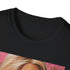 Charcoal cotton T-shirt with vibrant dreamhouse portrait of Barbie