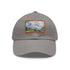 Swiss Alps watercolor cap in white with light brown patch.