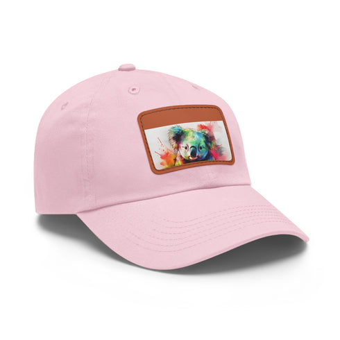 White cotton hat with cute Koala watercolor design.