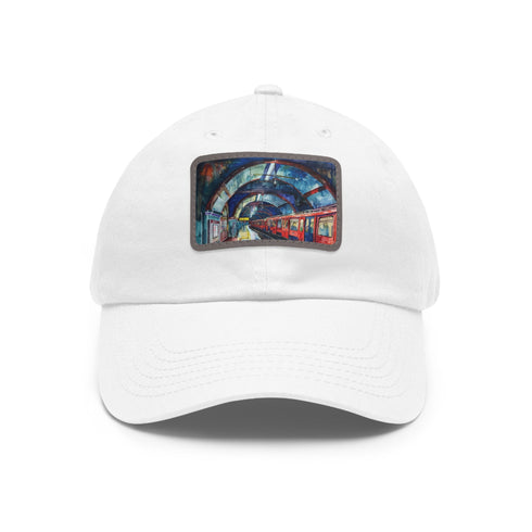 London Underground Watercolor Cap in White with Light Brown Patch.