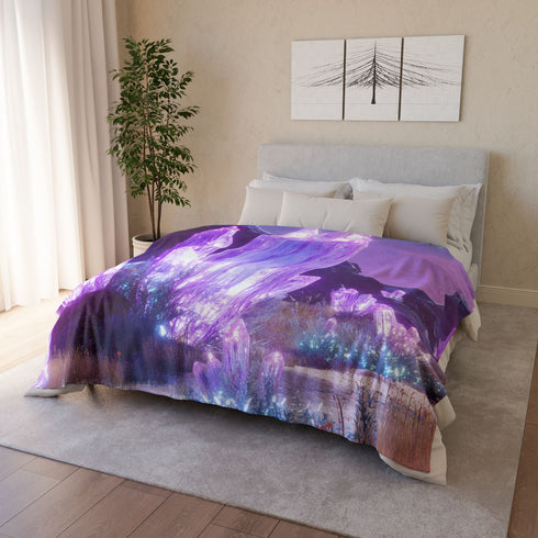 Neon Crystals Blooming in Wasteland Plush Fleece Throw Blanket