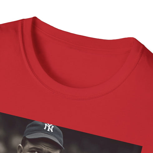 Charcoal watercolor Babe Ruth T-shirt with crew neck and regular fit