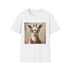 Charcoal cotton T-shirt featuring llama reading among books for book lovers