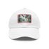 White cotton Congo rainforest baseball cap with light brown patch.