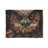 Steampunk owl blanket with industrial gears, perfect for Mother's Day rest.