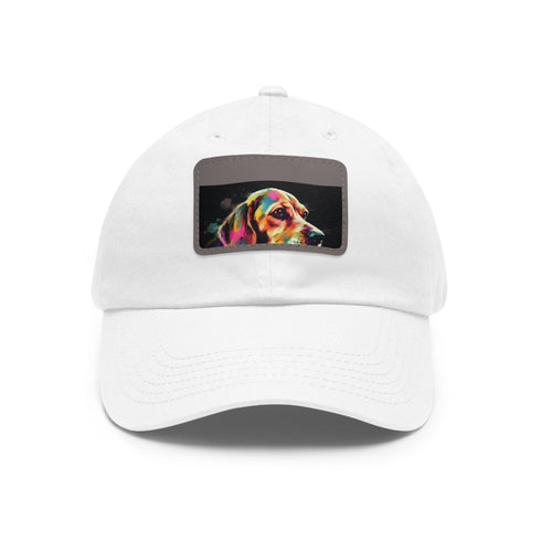 Beagle Babe Baseball Cap in White with Light Brown Patch