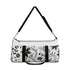 Black and white curved duffel bag with flat bezier curve design