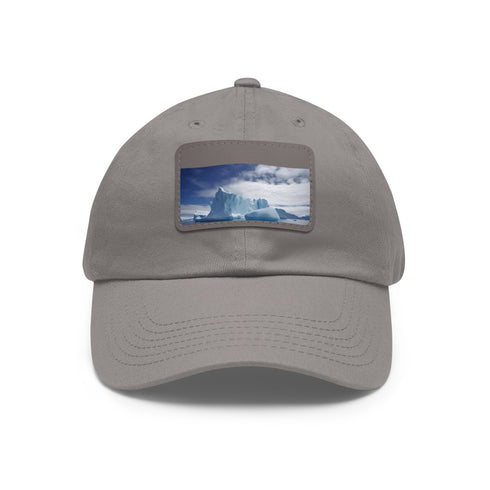 White flex cap with light brown patch, perfect for outdoor adventures.