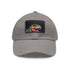 Neon watercolor Trex baseball cap with light brown patch.