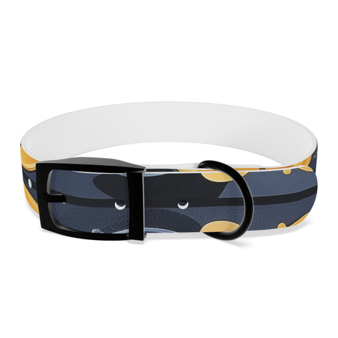 Artisan tile dog collar in black onyx, handcrafted for stylish pets.