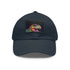 Neon watercolor Trex baseball cap in white with light brown patch.