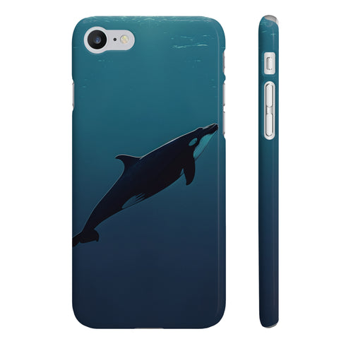 Minimalist glossy whale iPhone 7/8 Plus phone case, slim design.