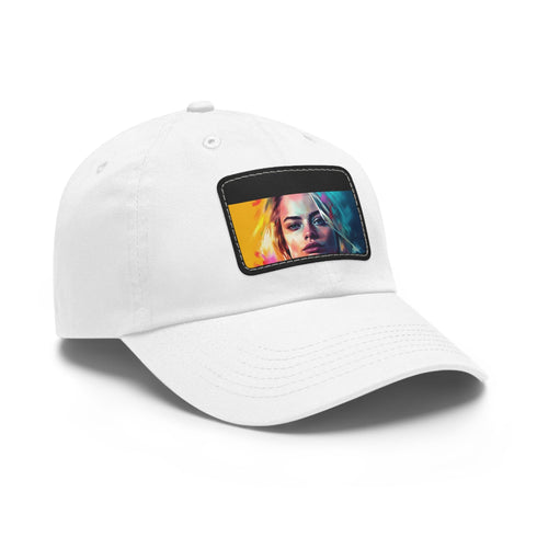 Neon Dream Margot Cap in White with Light Brown Patch and Rectangle Shape.