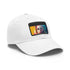 Neon Dream Margot Cap in White with Light Brown Patch and Rectangle Shape.