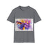 Colorful watercolor Spyro tee in charcoal, size Small.