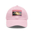 Hawaiian sunset paradise cap in white with light brown patch for beach days.
