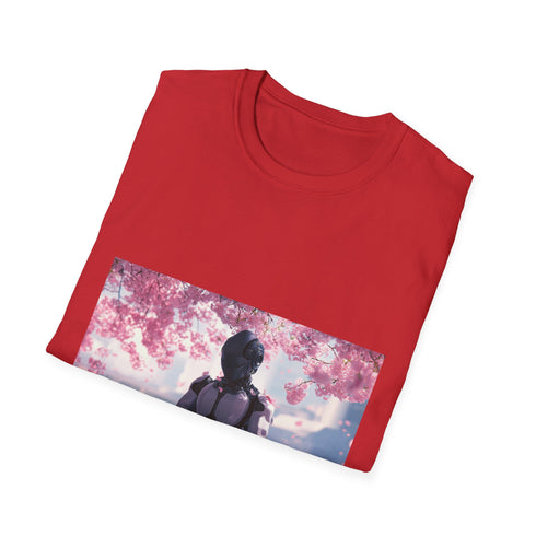 Cyber Zen Robot Monk Cherry Blossom Graphic Unisex Softstyle T-Shirt - View 8 | Prints With Passion