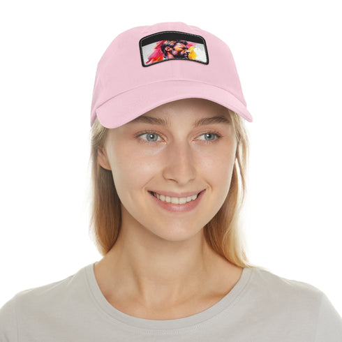 Neon watercolor baseball cap with Hugh Jackman design, unisex vegan hat.