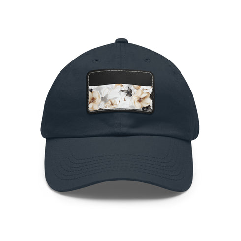Botanical xray blossom cap in white with light brown patch.