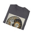 Charcoal cotton T-shirt with mandala sun and moon design
