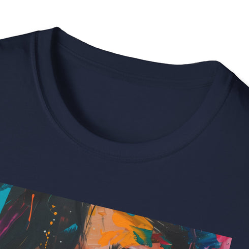 Charcoal crew neck cotton T-shirt with Kylie Jenner portrait and vibrant design