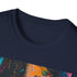 Charcoal crew neck cotton T-shirt with Kylie Jenner portrait and vibrant design