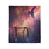 Bird Cage Floating Above Galaxy — Plush Fleece Throw Blanket — Product Detail View 7