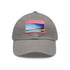 White cotton baseball cap with Malibu beach image patch.