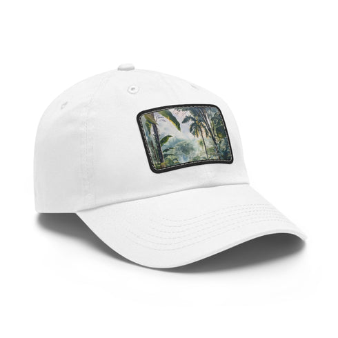 White Congo Rainforest Dreams cap with light brown patch, rectangle shape.
