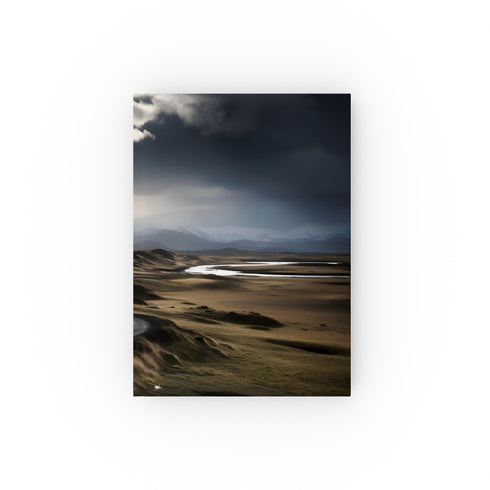 Explore Iceland's Ring Road with this stunning journal capturing glaciers, volcanoes, waterfalls, and lava fields. Ideal for documenting adventures and inspiring writing. A perfect gift for all seasons.
