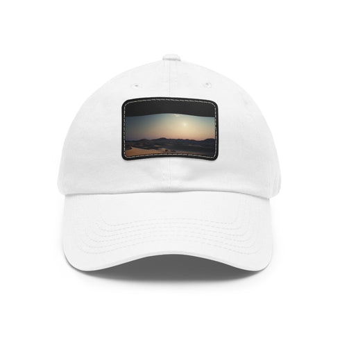 Desert Moon Baseball Cap in White with Light Brown Patch