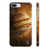 "Slim glossy phone case inspired by gas giant swirls."