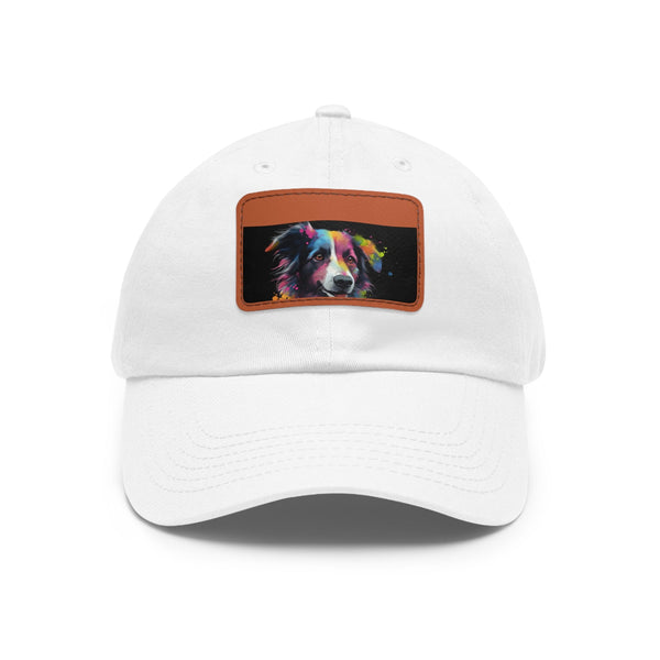 Collie Charm Baseball Cap with White Light Brown Patch Rectangle Design