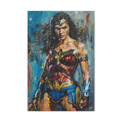 Wonder Woman canvas print exuding Amazonian power and grace on 18x12 canvas.
