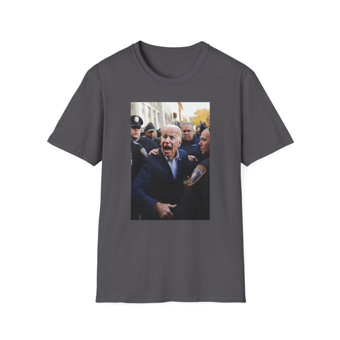 Charcoal Joe Biden graphic crew neck cotton tee with watercolor brushstrokes