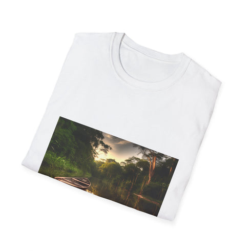 Charcoal cotton crew neck T-shirt with Amazon rainforest design