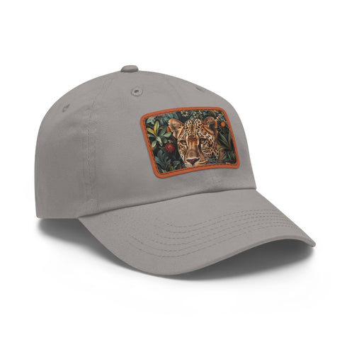 Wildlife cheetah print hat in White with Light Brown patch.