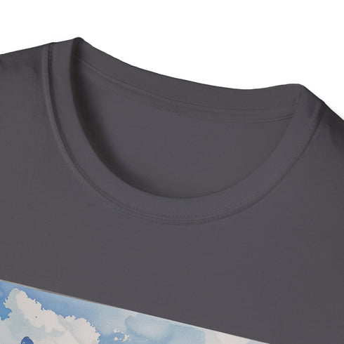 Charcoal Swiss Alps watercolor T-shirt with crew neck and regular fit