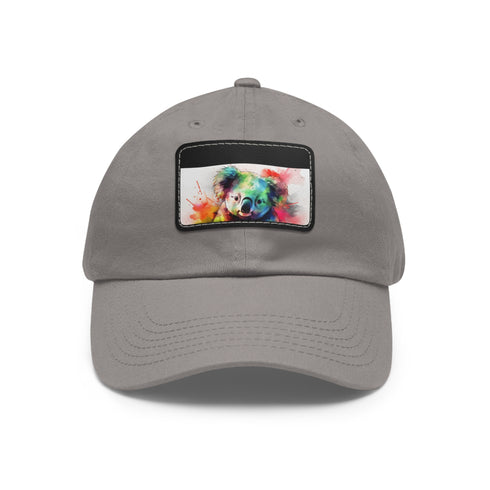 Cute Koala Watercolor Baseball Cap, White/Light Brown Rectangle Shape.