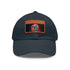 Vibrant watercolor neon Trump baseball cap with white/light brown patch.