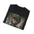 Charcoal crew neck cotton T-shirt with vibrant Luigi painting