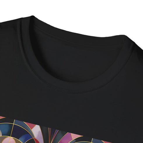 Art Deco geometric pattern charcoal t-shirt, men's, women's S.